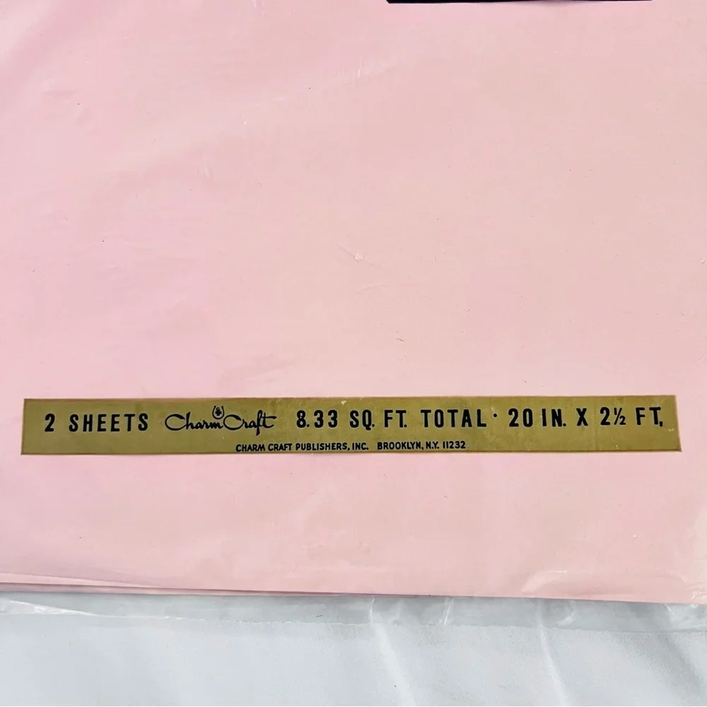 Vintage New Old Stock Charm Wraps by Charm Craft Sealed Pink Gift Wrap Sheets